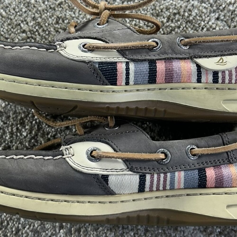 Sperry Top -Sider Women's Boat Shoes Gray Leather Multi Colored Size 6M STS90026 - Picture 4 of 11